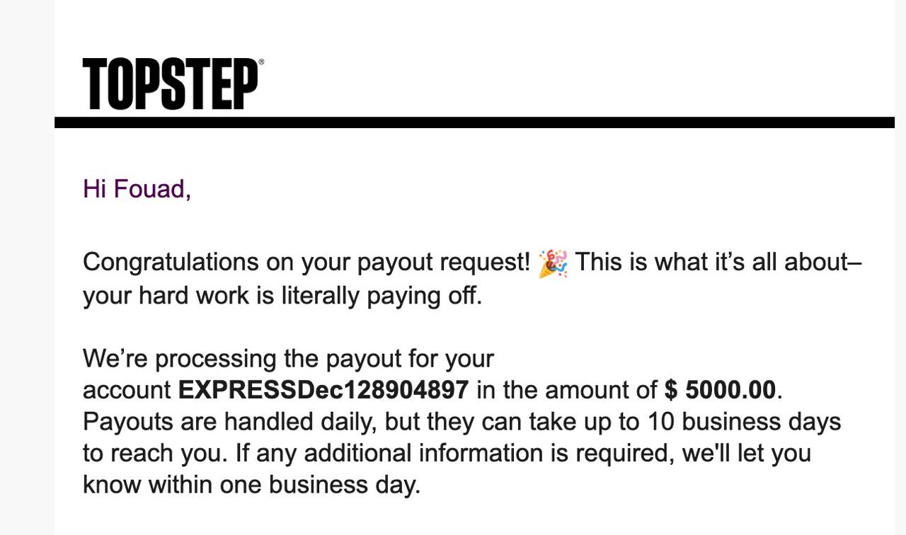 Fouad — retrait $5 000 via Topstep